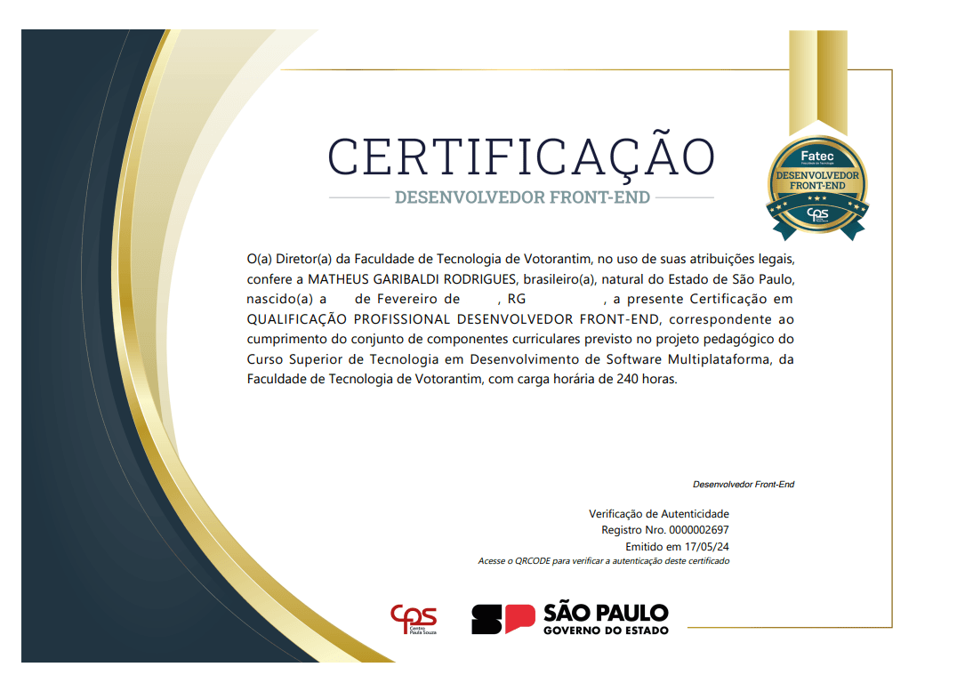 Certificação Intermediária: Desenvolvedor Front-End