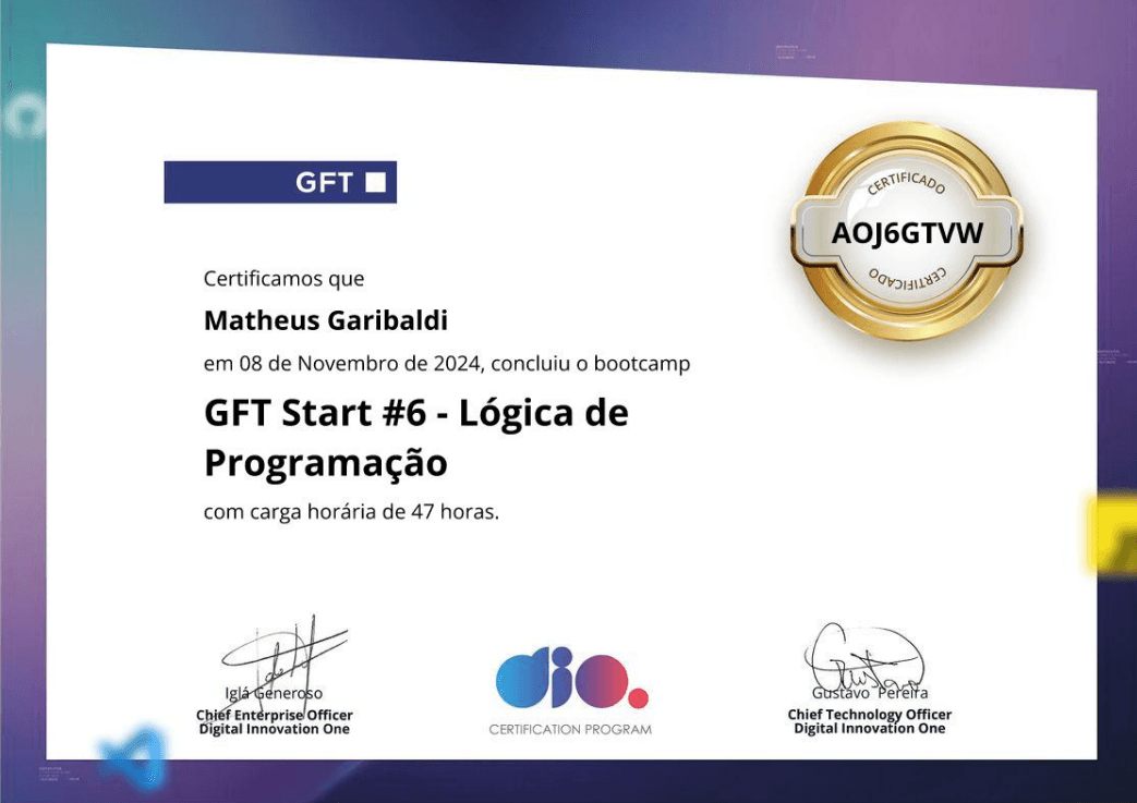 GFT Start #6 - Lógica de Programação